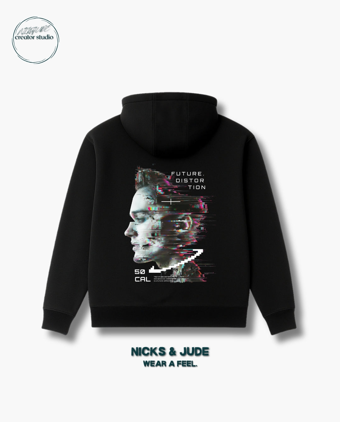 Digital glitch - Relaxed fit hoodie black