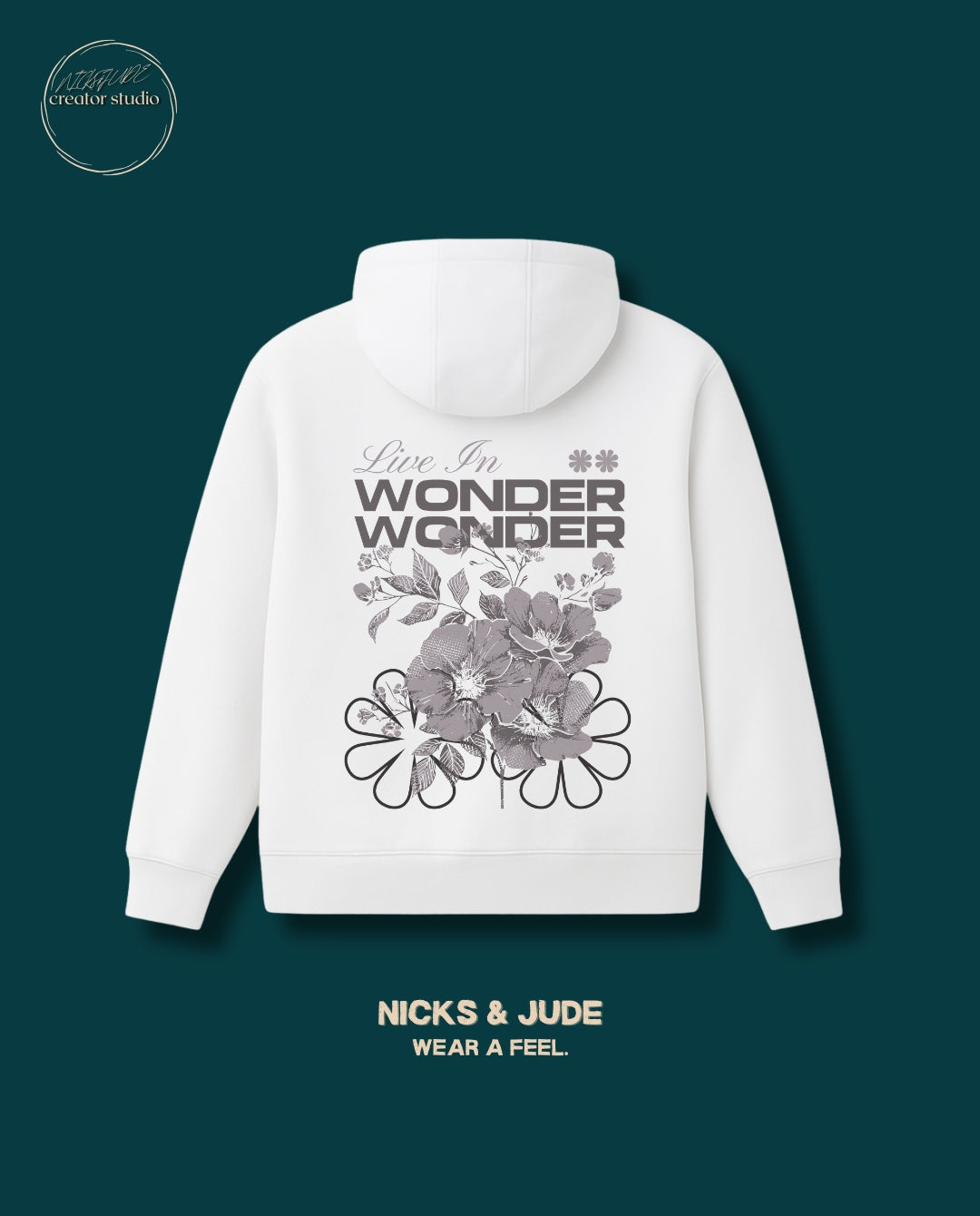 Live in Wonder - Relaxed fit hoodie white