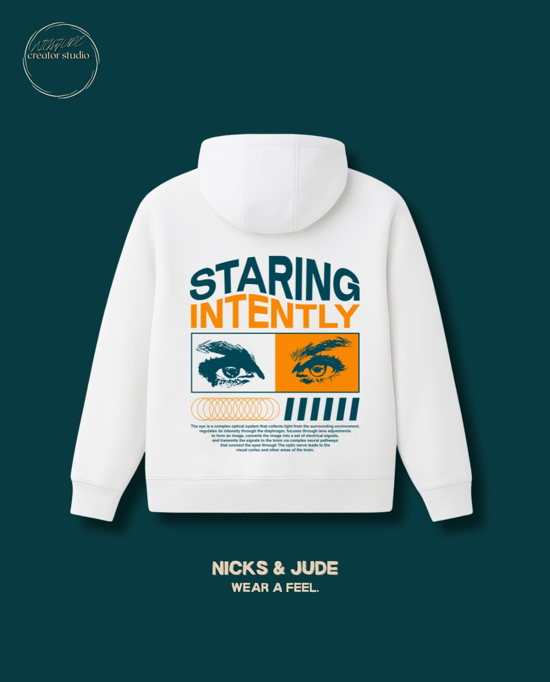Staring Intently - Relaxed fit hoodie white