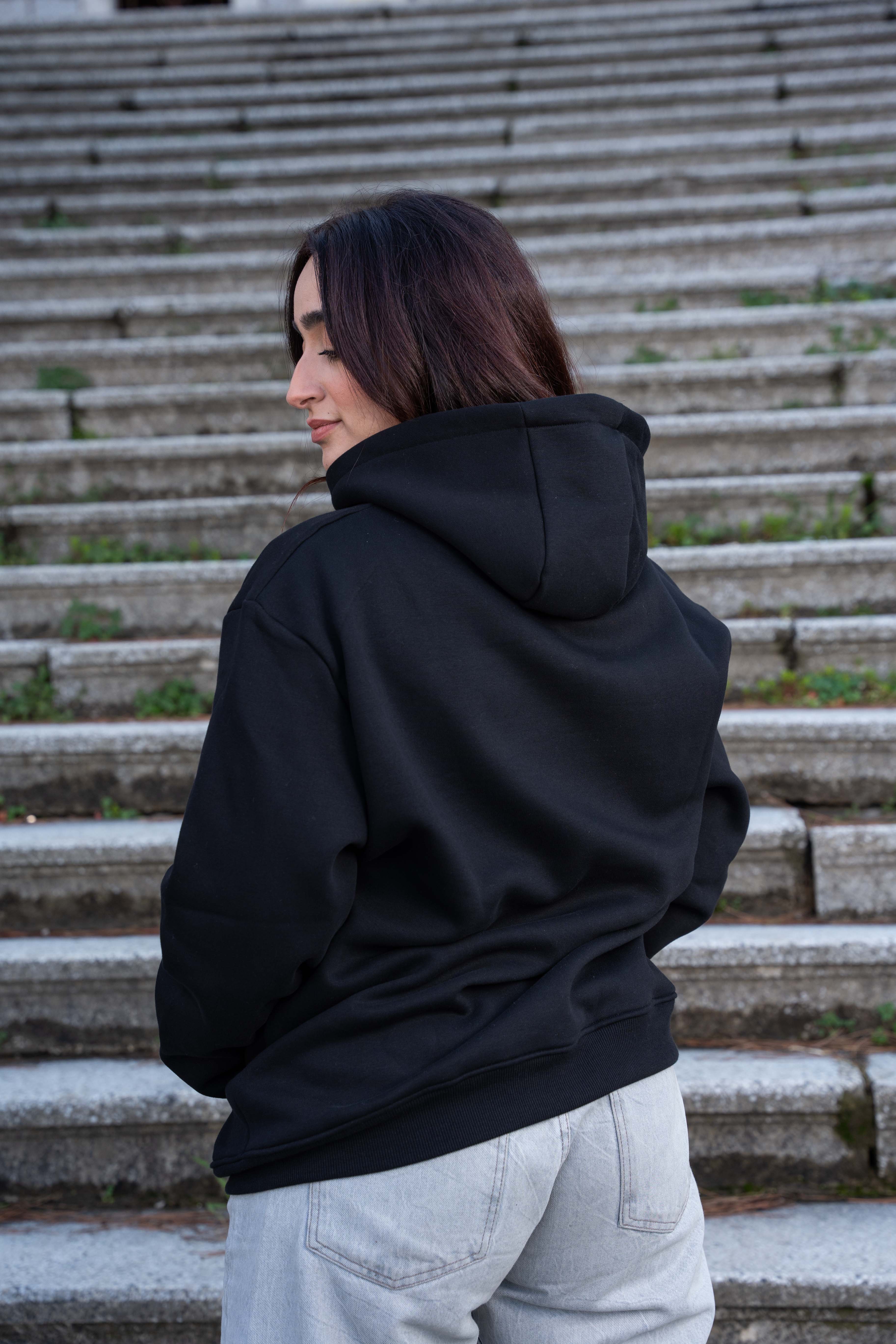 Relaxed fit hoodie black -Not human