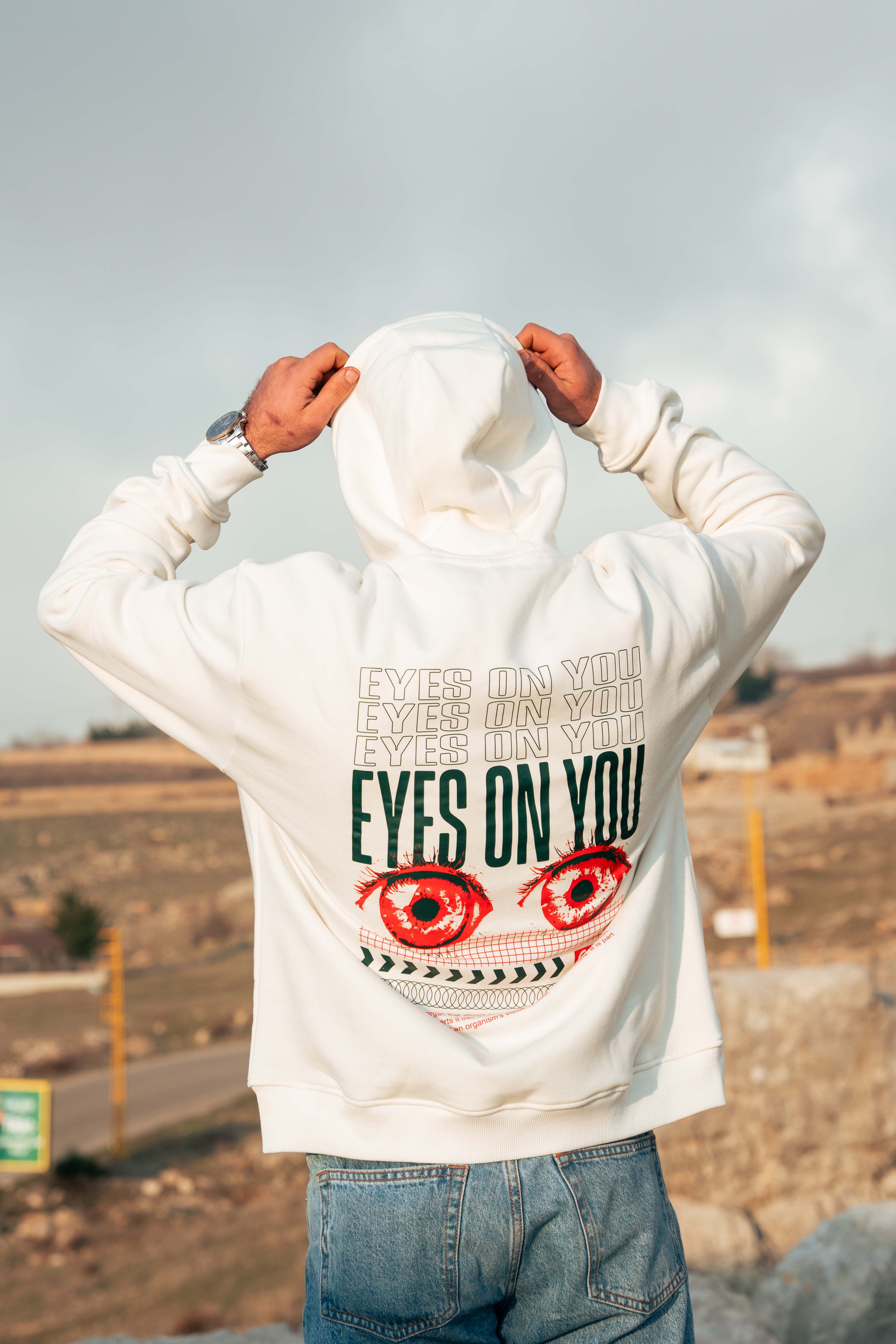 Relaxed fit hoodie off white - eyes-on-you