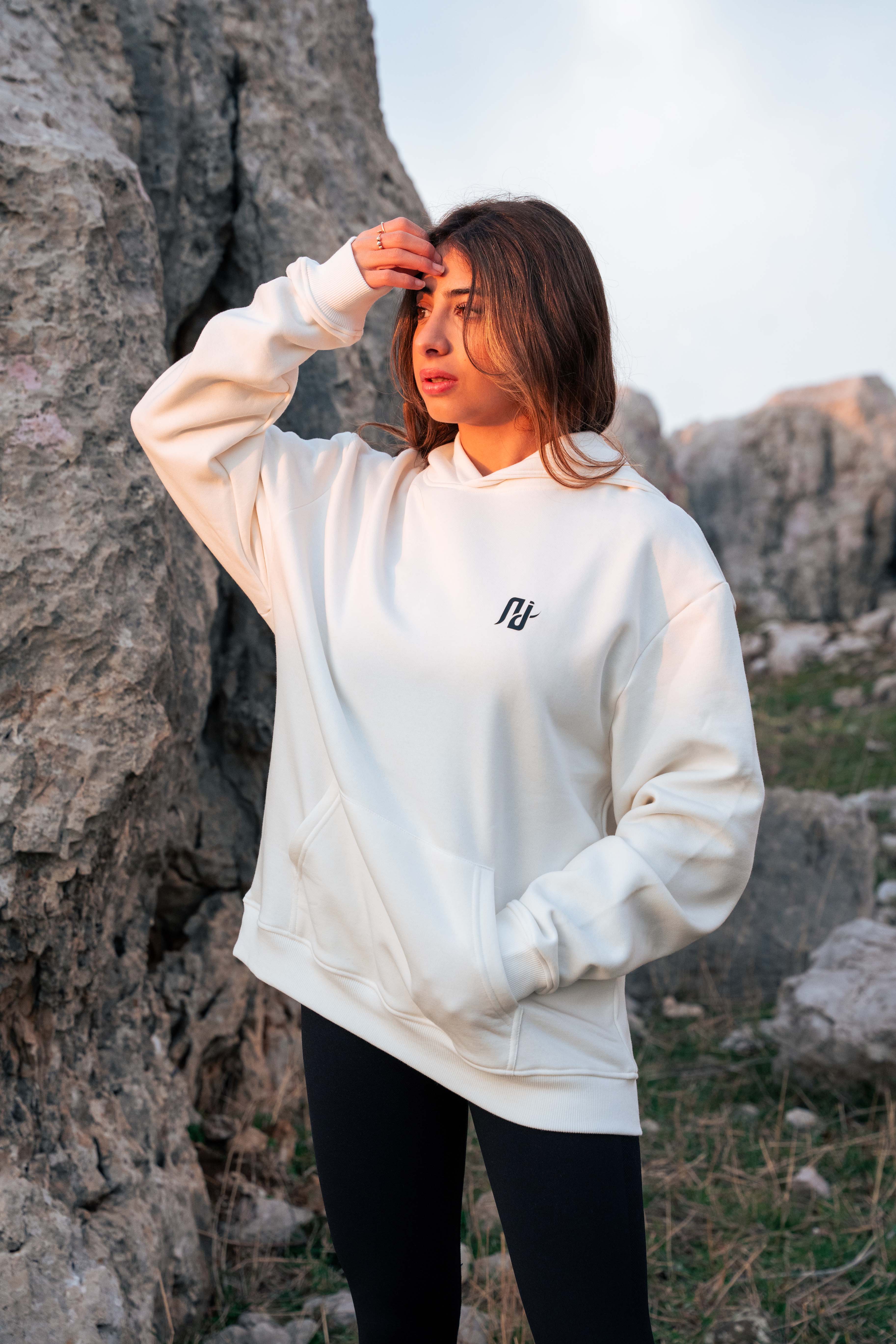 Relaxed fit hoodie off white - Wonder