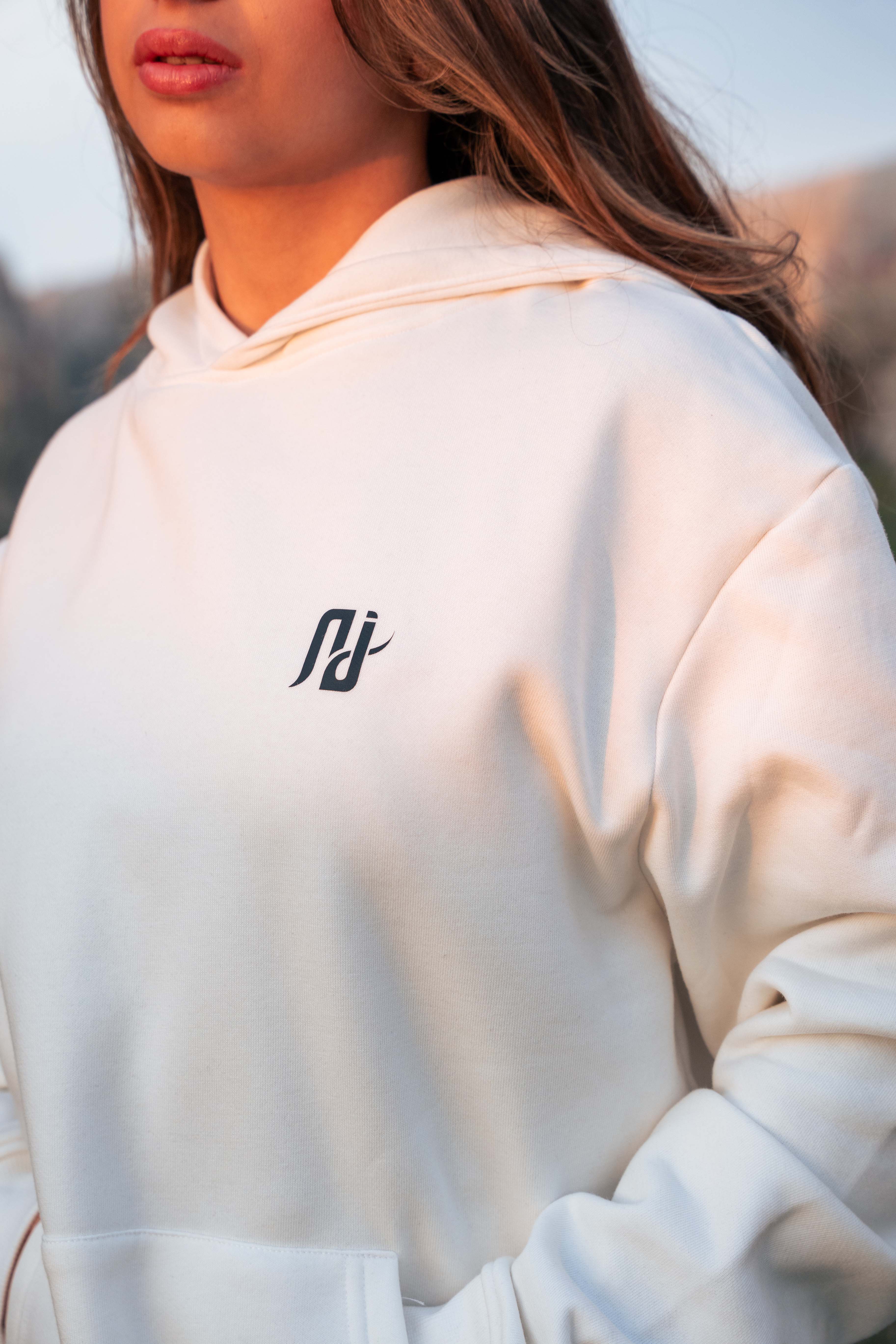 Relaxed fit hoodie off white - حب