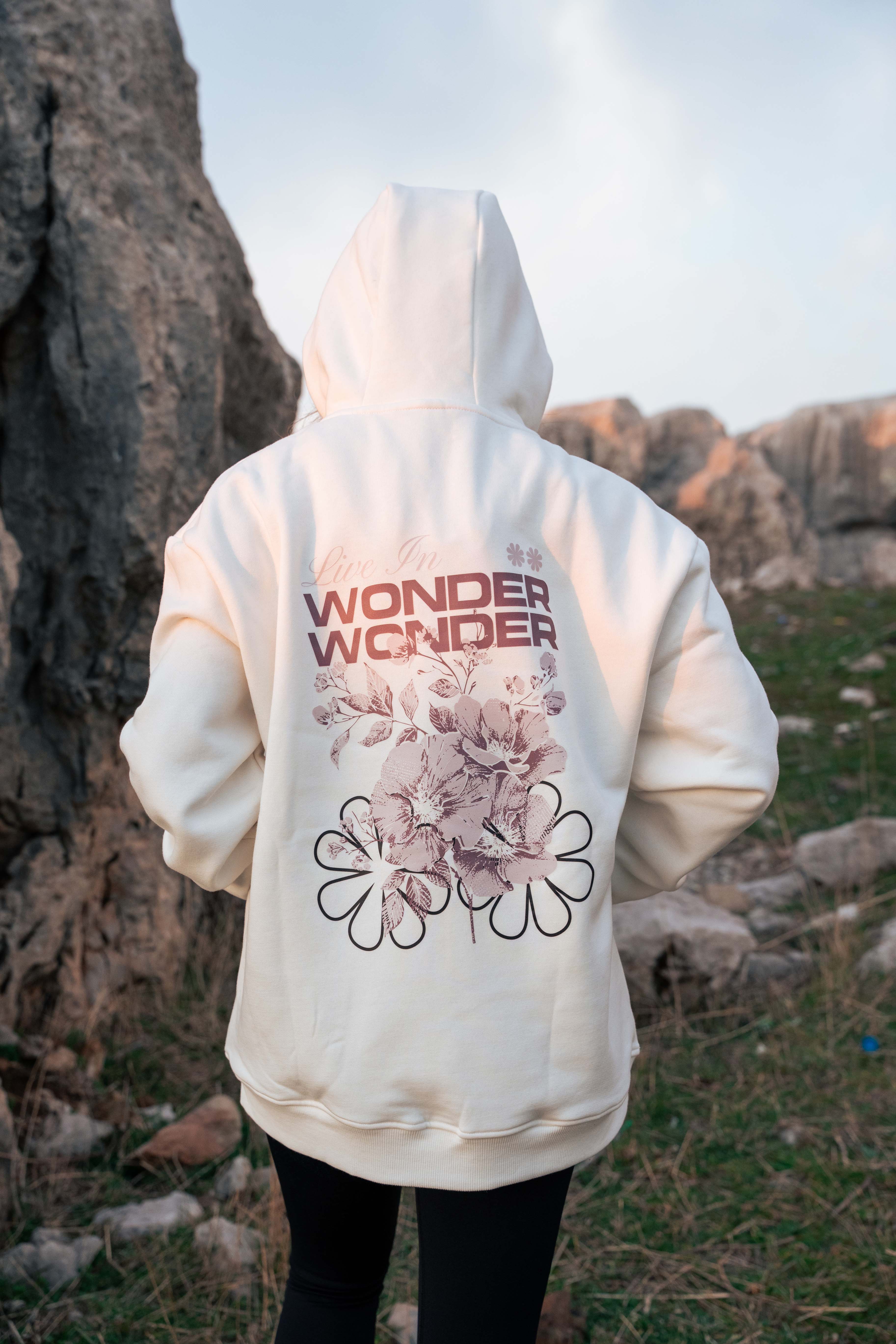 Relaxed fit hoodie off white - Wonder