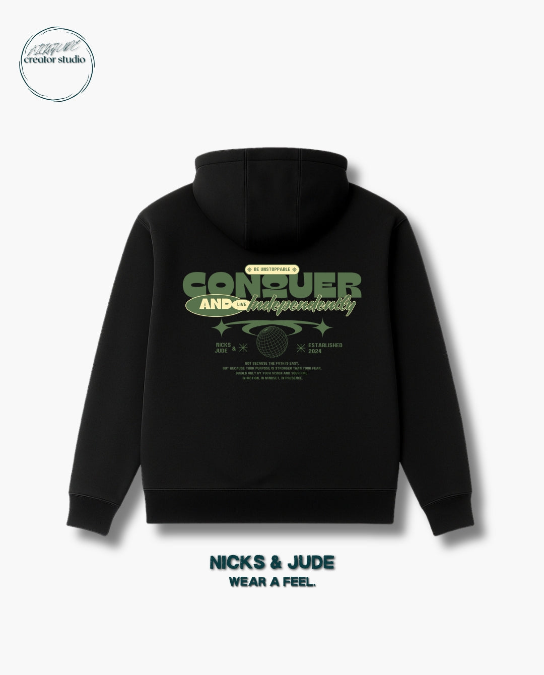 Conquer - Relaxed fit hoodie black