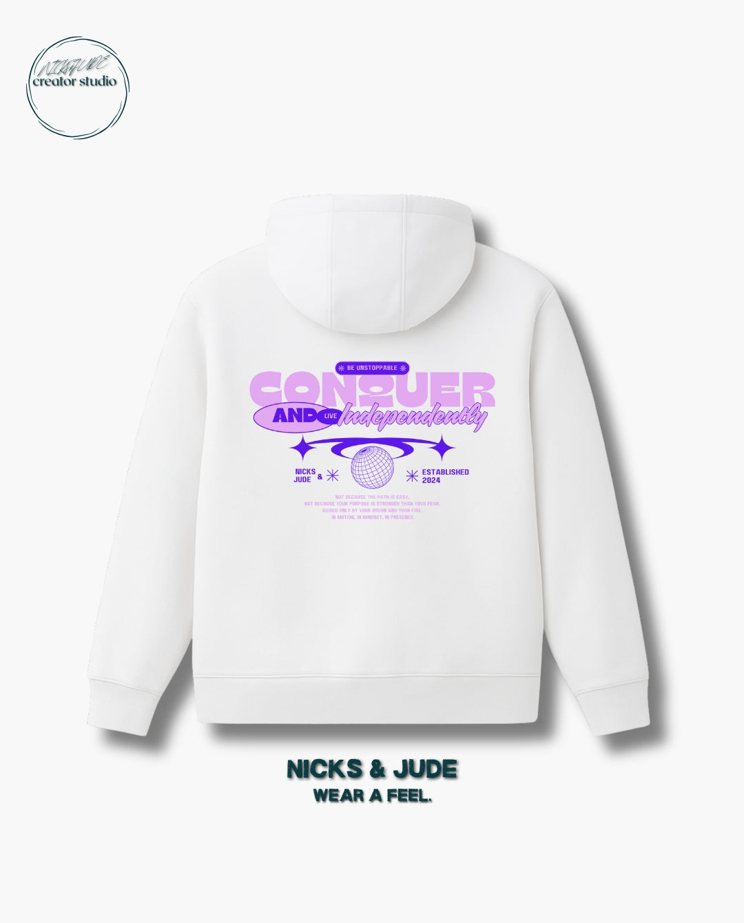 Conquer - Relaxed fit hoodie white