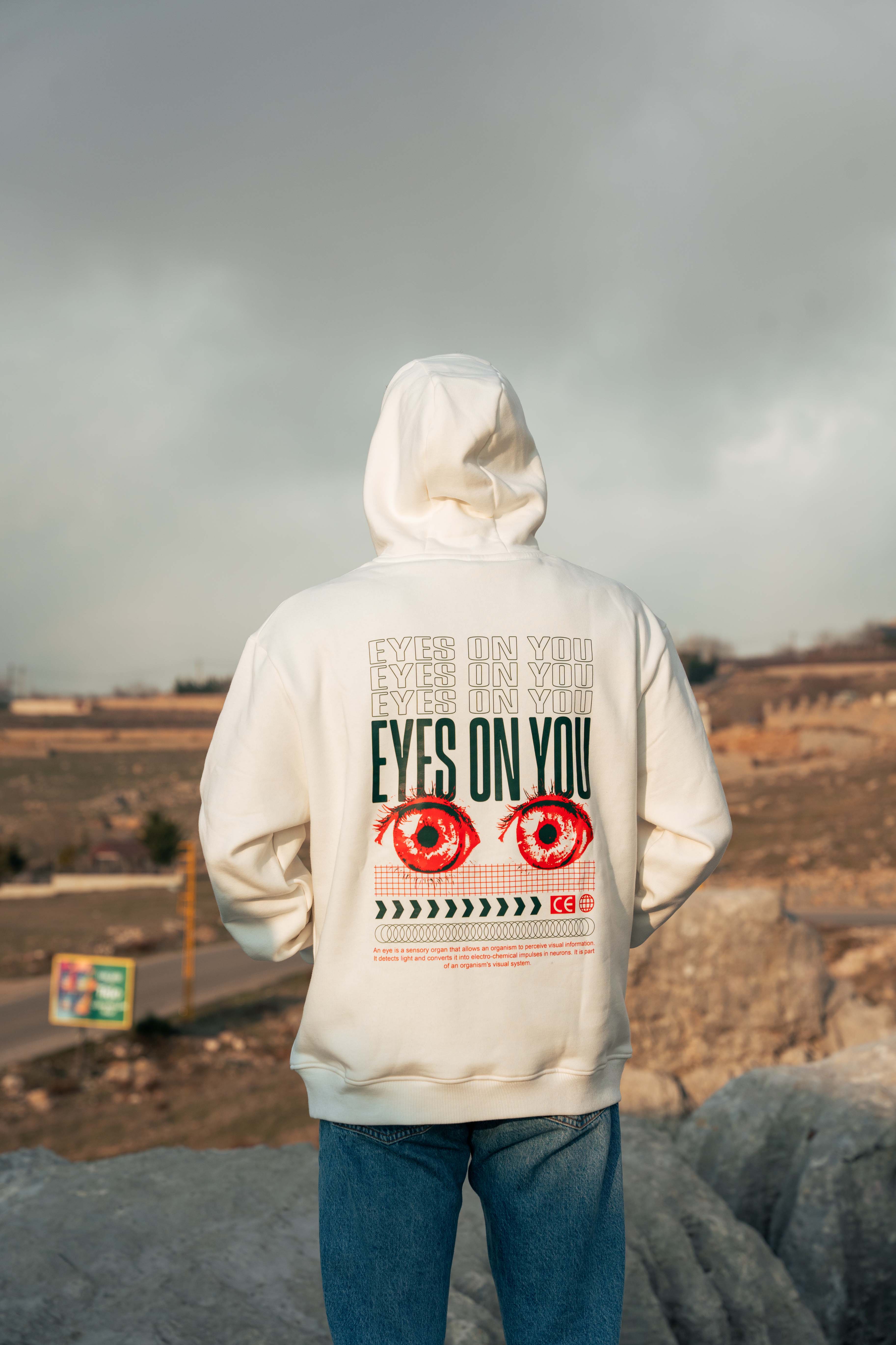 Relaxed fit hoodie off white - eyes-on-you