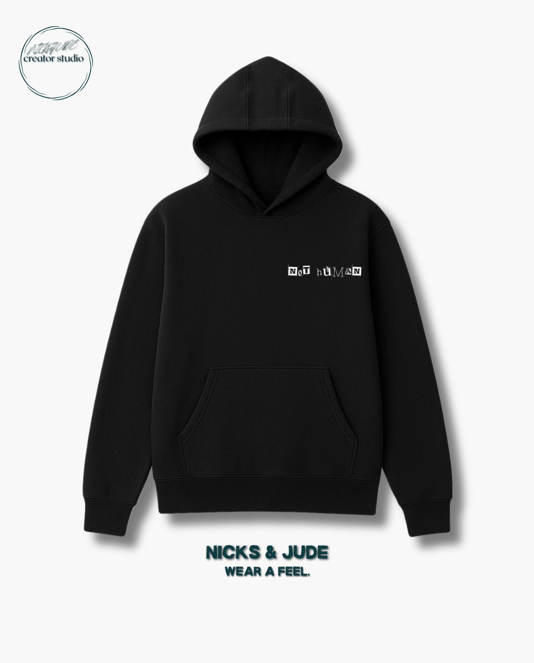 Not Human- Relaxed fit hoodie black